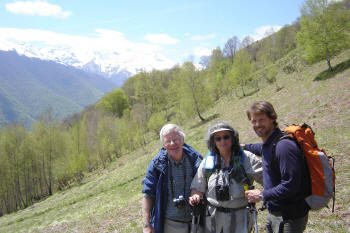 Rich and Pat, and Jonathan on the steep hillside hike to the Marble Quarry.